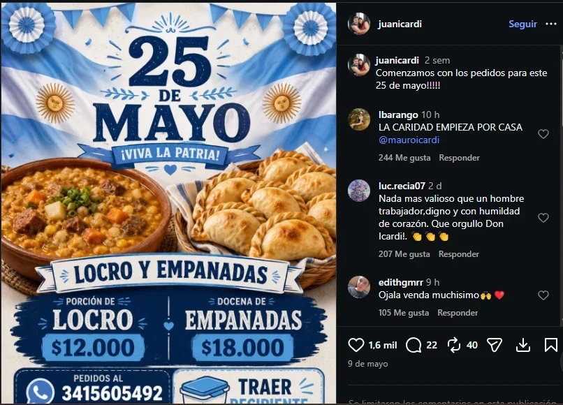 El posteo del papá de Mauro Icardi por el 25 de Mayo