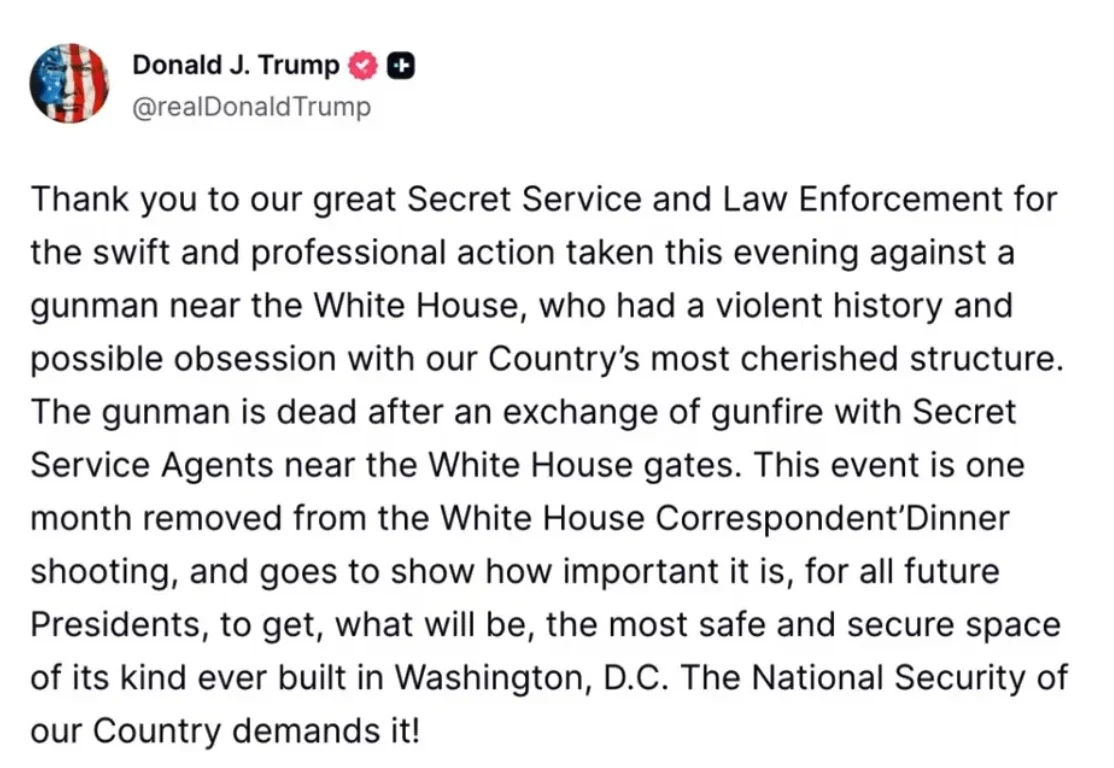 Trump's post on Truth Social.