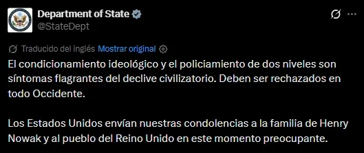 The message from the State Department.
