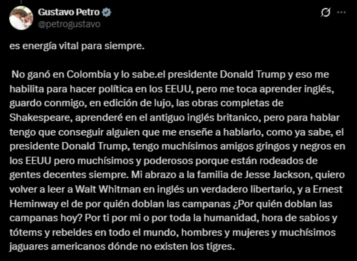 El mensaje de Gustavo Petro.