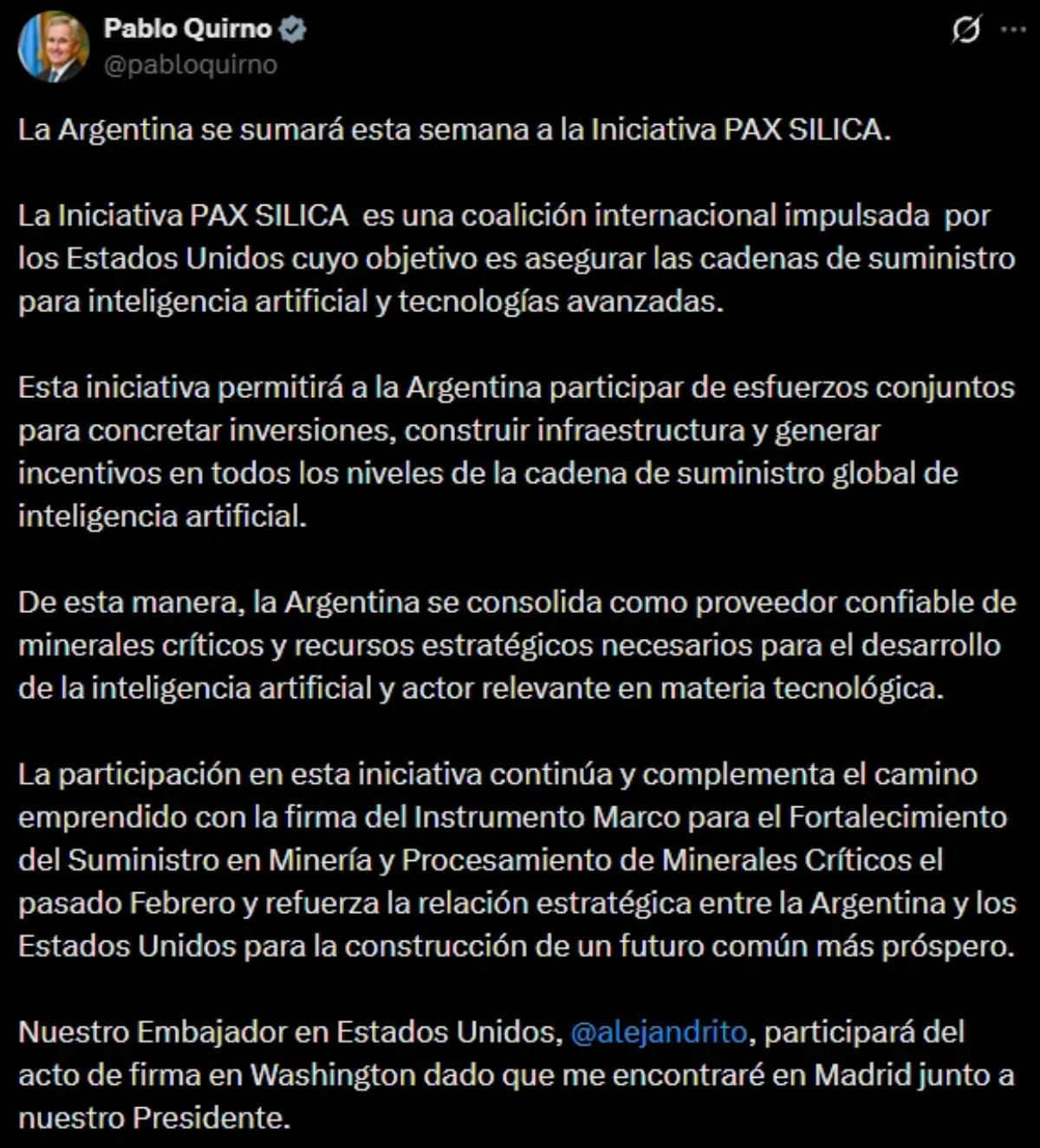 Pablo Quirno confirmó que la adhesión de efectuará en el transcurso de la semana.