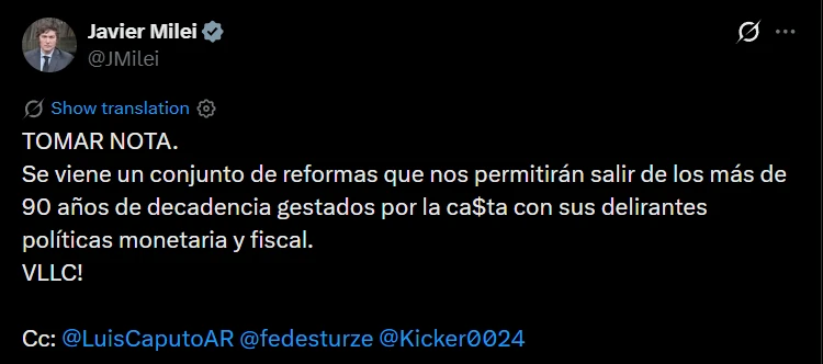 El presidente, Javier Milei.