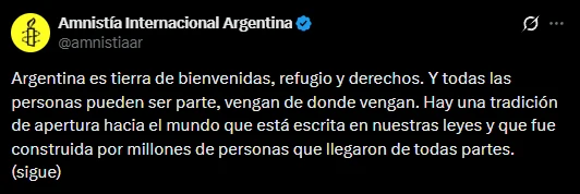 El mensaje de Amnistía Internacional.