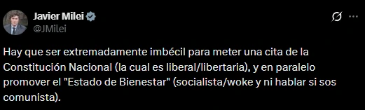 El mensaje de Milei.