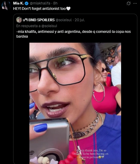 El posteo de Mia Khalifa en X