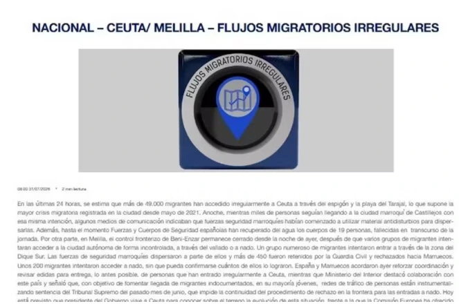 Comunicado brindado por la funcionaria