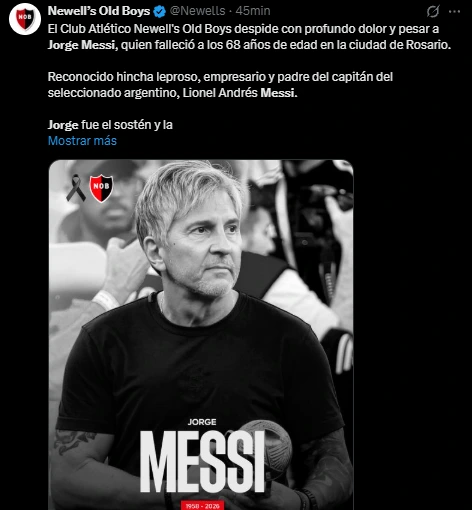 Jorge Messi es despedido por el primer equipo en el que jugó Leo en Rosario