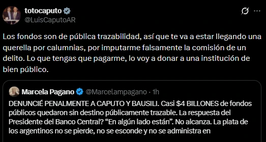 El mensaje de Luis Caputo.
