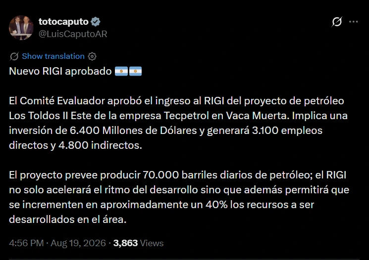 Luis Caputo en X: