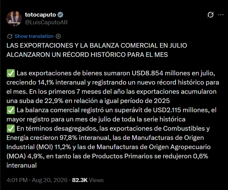 Luis Caputo en X: