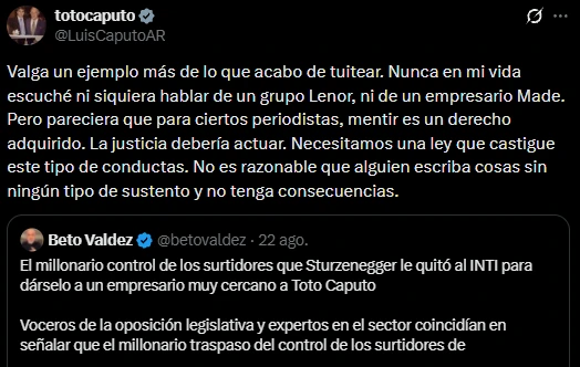 El mensaje de Luis Caputo.