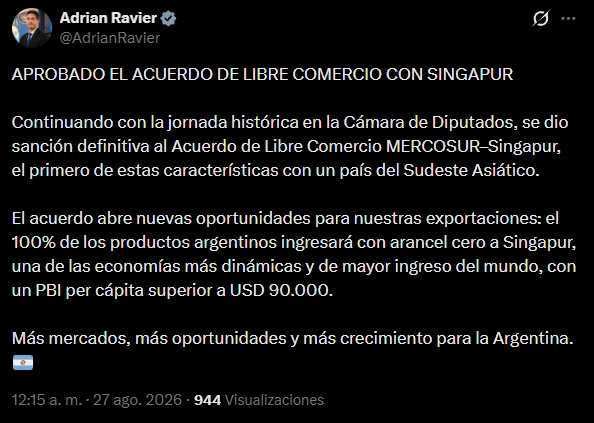 El post del vocero presidencial en su cuenta de X.