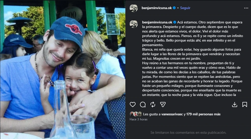 El desgarrador posteo de Benjamín Vicuña