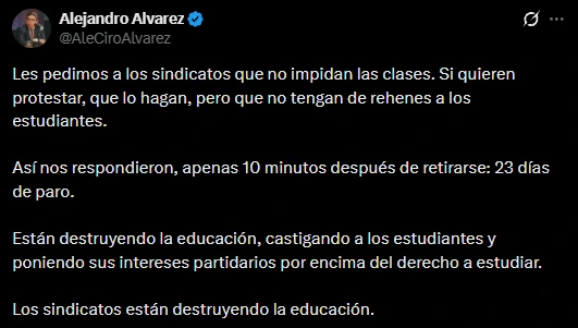 El mensaje de Alejandro Álvarez.