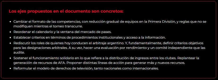 River's proposals to change Argentine football