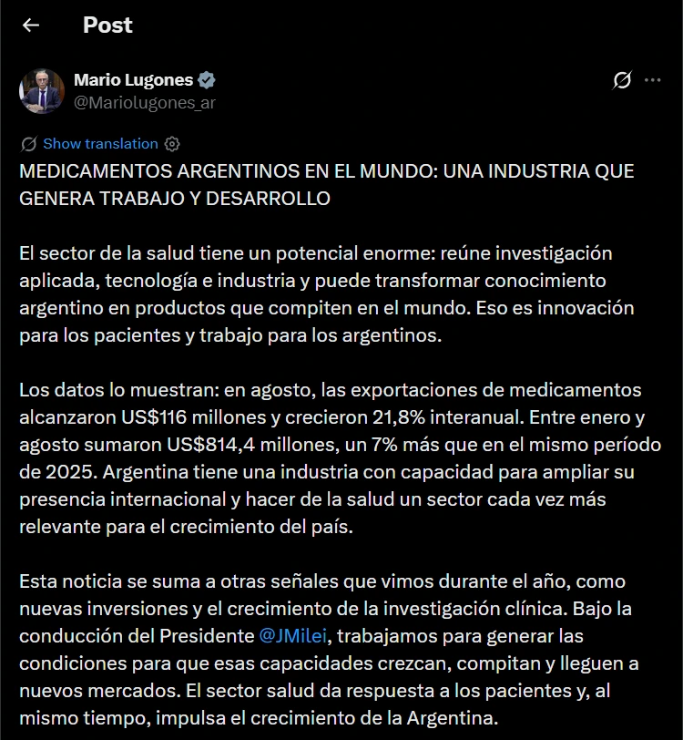 Mario Lugones en X