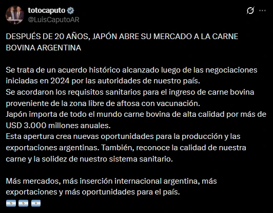 El mensaje de Luis Caputo.