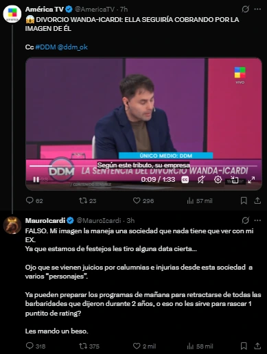 Mauro Icardi negó que Wanda reciba dinero por su imagen