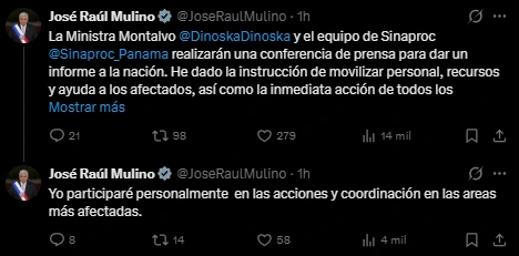 El presidente panameño habló de la ayuda que presentó el país a los afectados