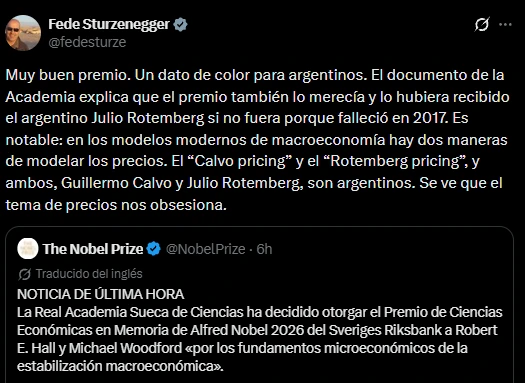 El mensaje de Federico Sturzenegger.
