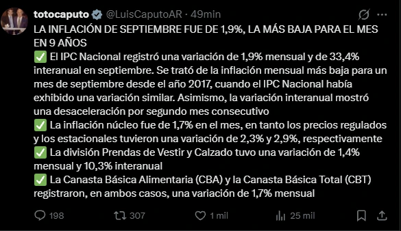 El ministro de Economía, Luis "Toto" Caputo, explicó los números.