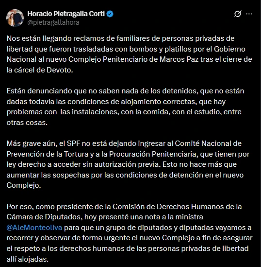 El mensaje de Pietragalla.