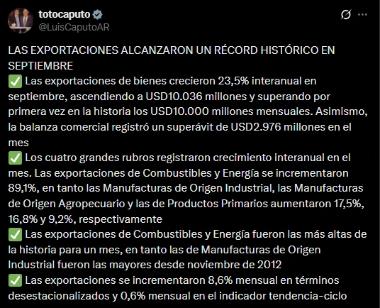 El mensaje de Luis Caputo.