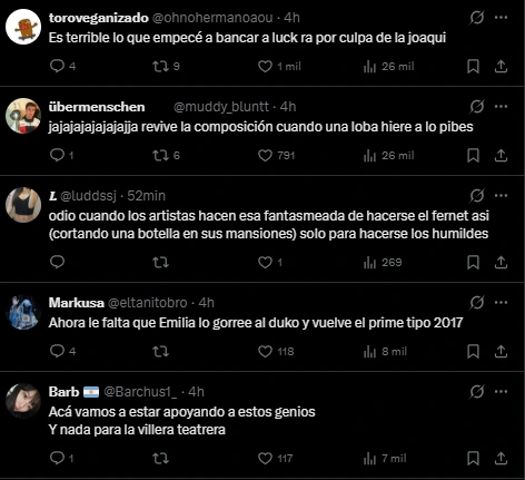 Reacciones en redes sociales