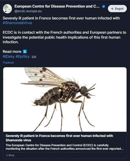El ECDC vigila la situación tras la muerte en Francia de un hombre con el virus shamonda