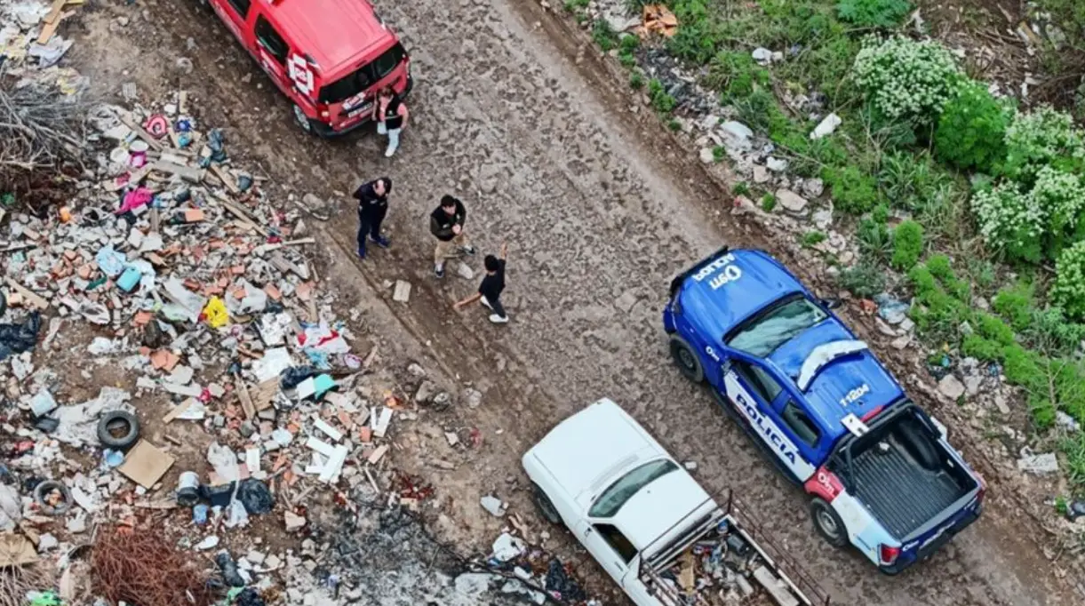 Imagen captada por un dron en un basural de Córdoba