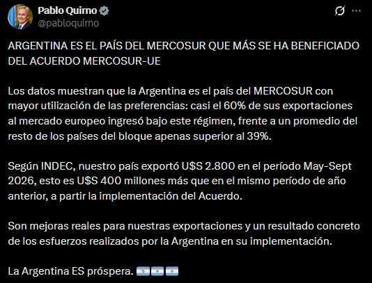 El mensaje de Pablo Quirno.