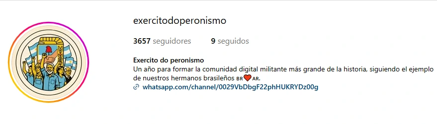 La cuenta de Instagram del Ejército del Peronismo.