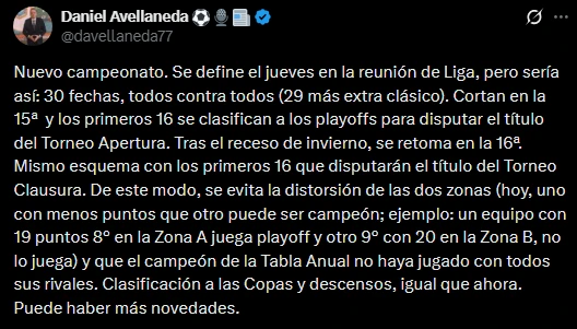 El posteo de Daniel Avellaneda en X
