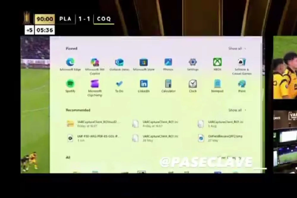 Insólito: en Platense vs. Coquimbo Unido se televisó revisión del VAR donde se abrió el menú de Windows
