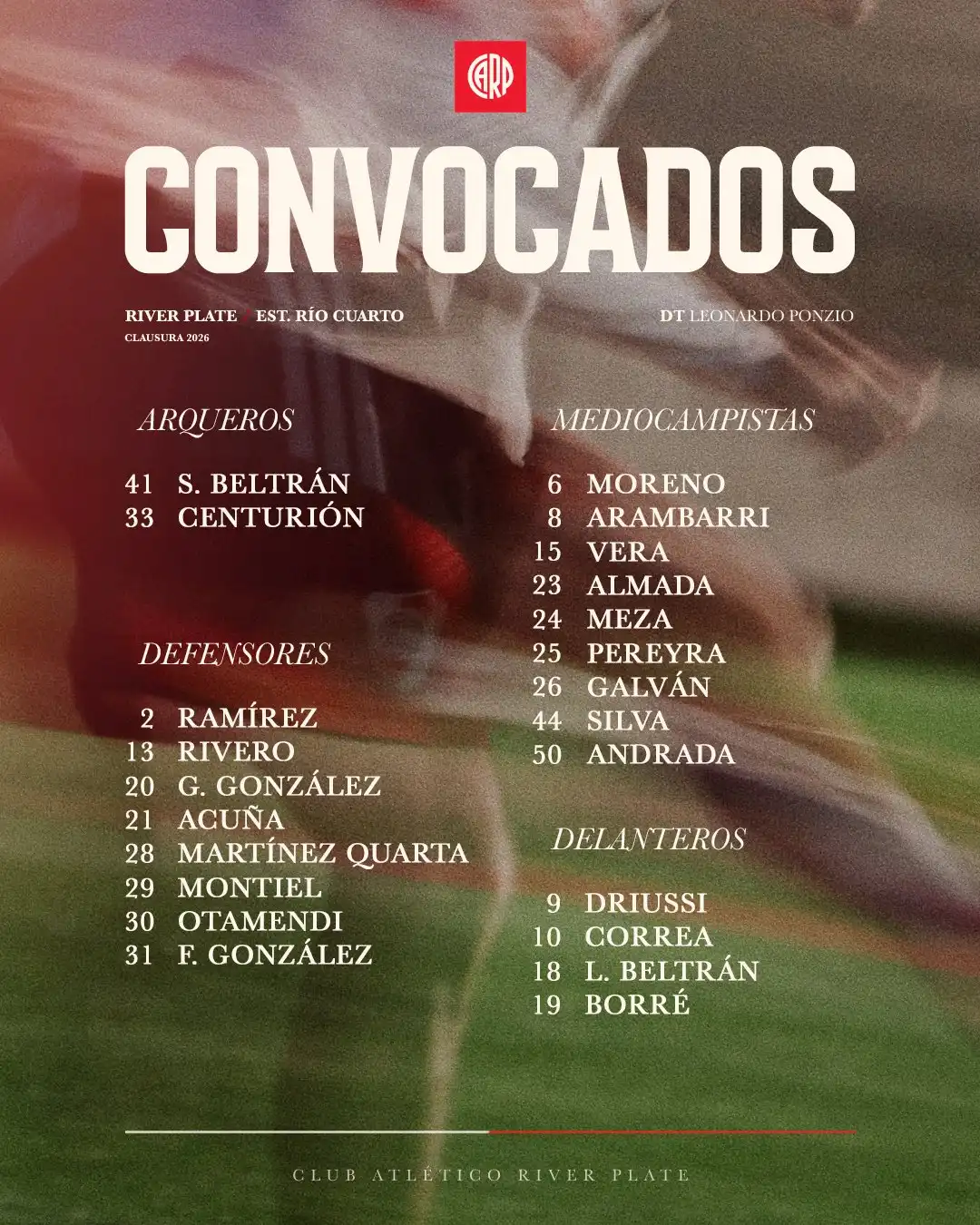 Convocados de River