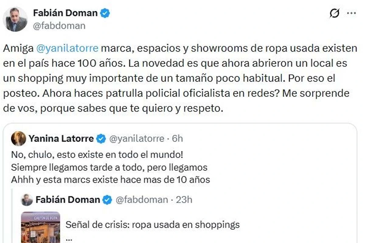 Por qué se pelearon Yanina Latorre y Fabián Doman en redes sociales