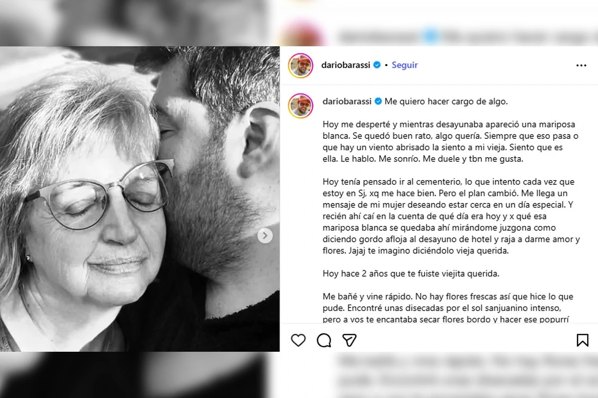 El recuerdo íntimo de Darío Barassi a su mamá