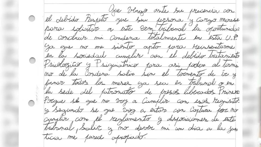La carta del acusado.
