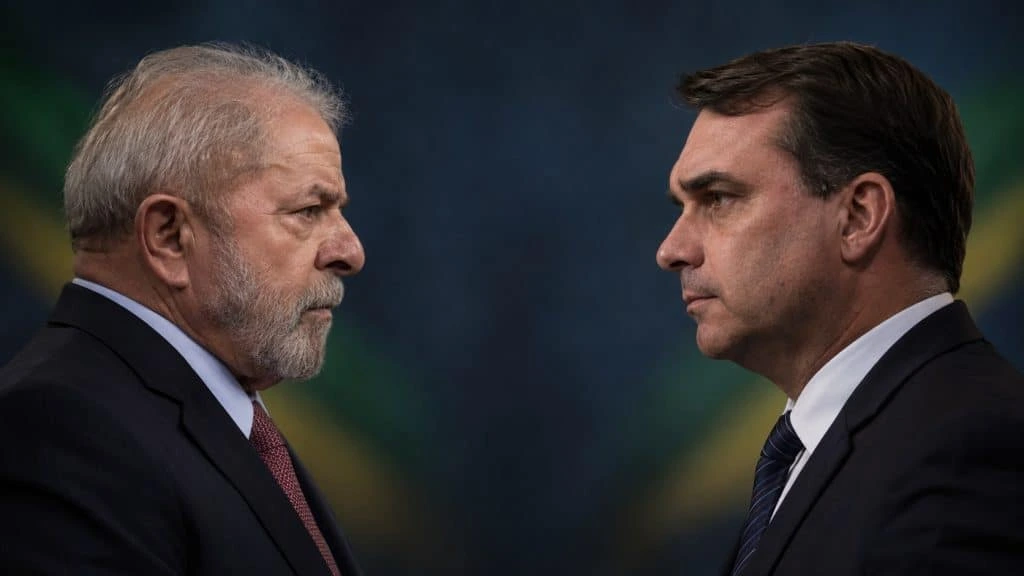 Flavio Bolsonaro y Lula da Silva.