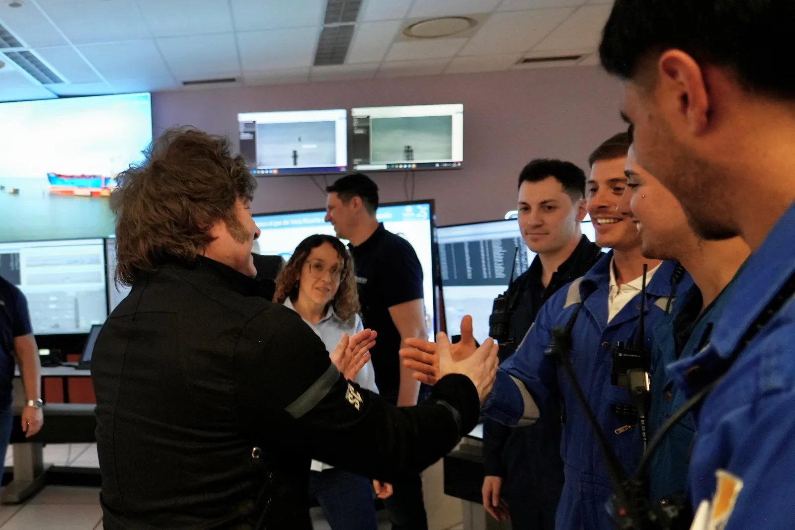 Milei with workers