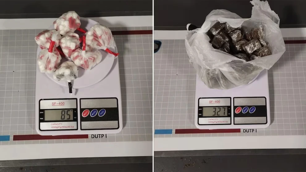 71 marijuana wrappers and 165 doses of cocaine
