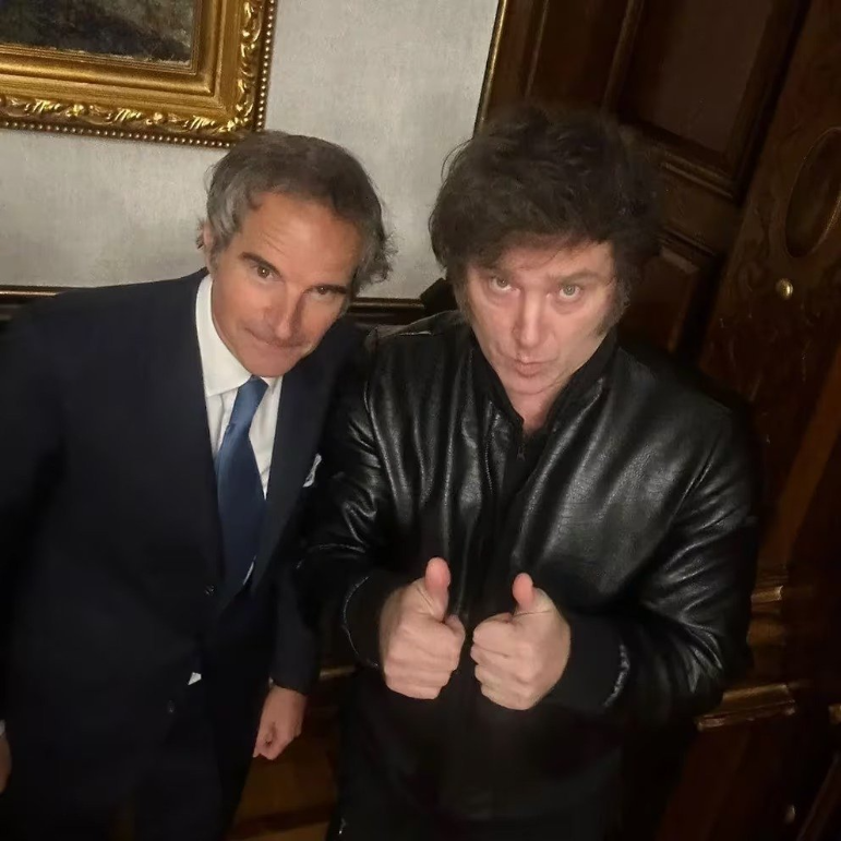 Javier Milei y Rafael Grossi.