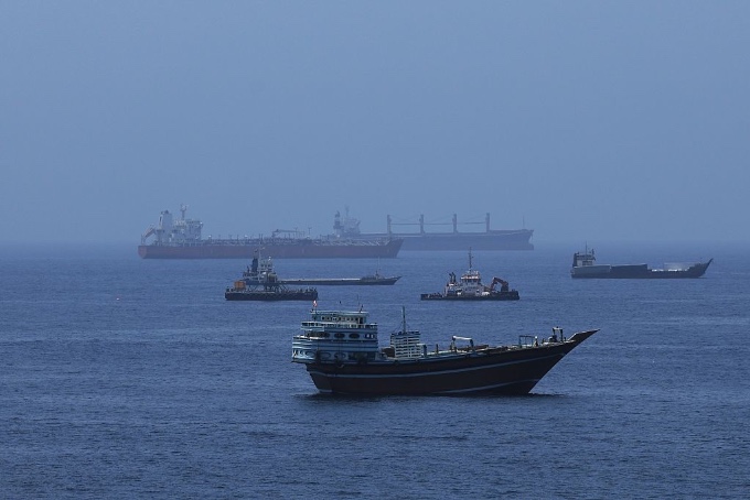 Ships transit through this strategic passage.