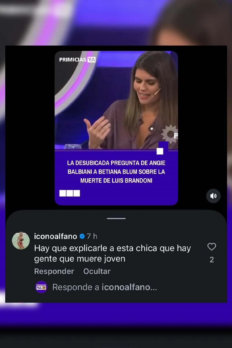 La reacción de Graciela Alfano en redes
