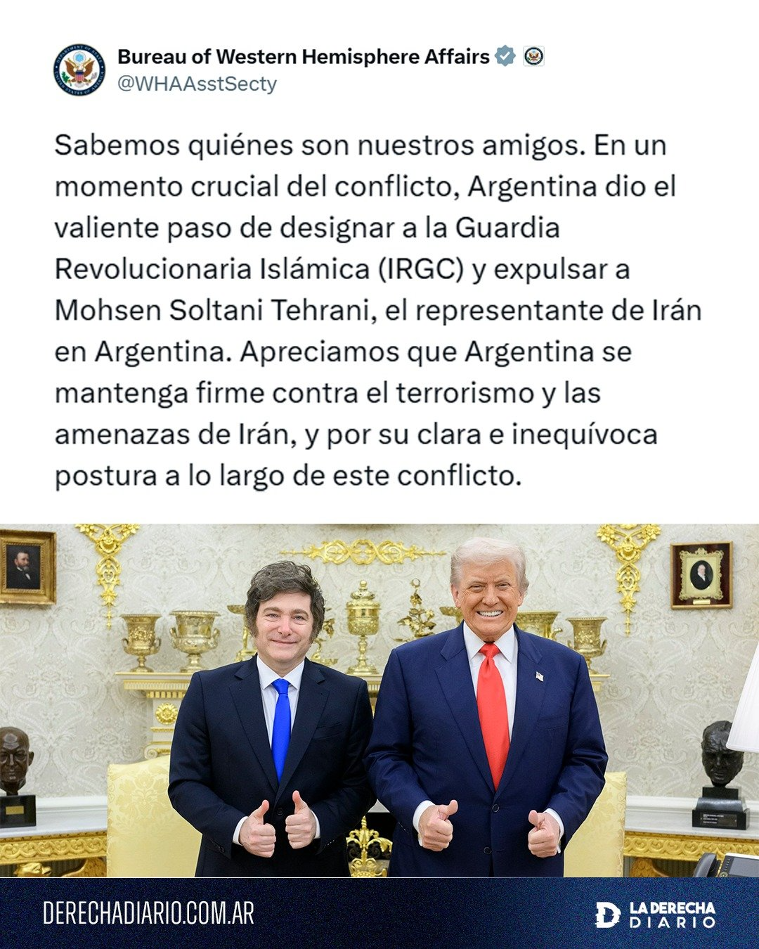 El mensaje del Gobierno de Trump.