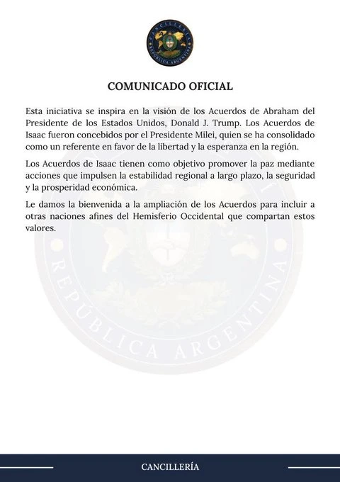 Comunicado oficial de Cancillería