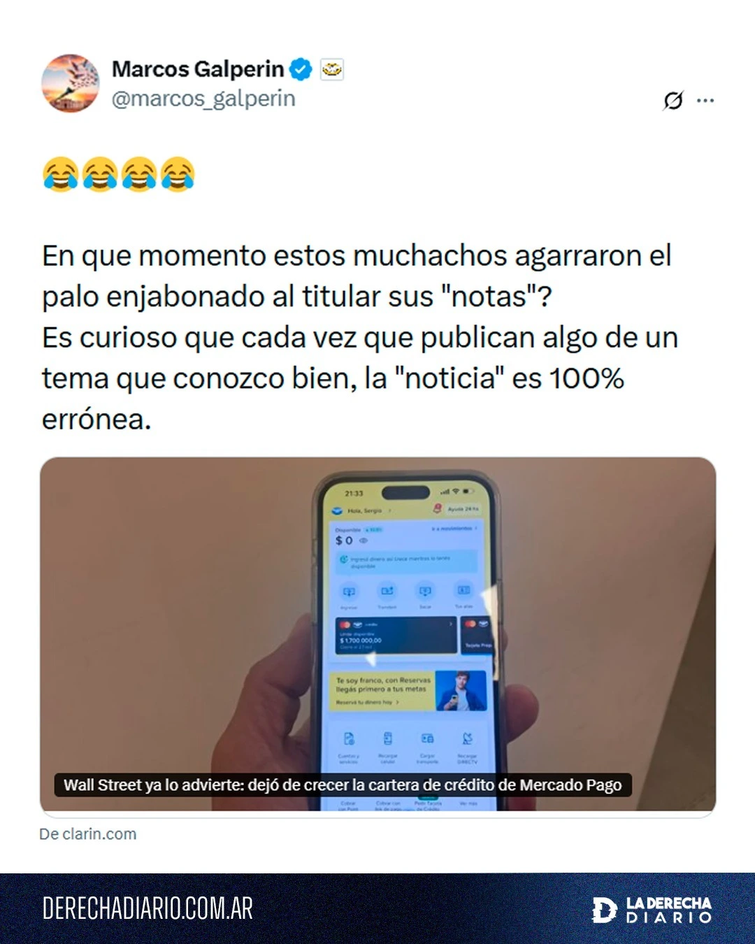 El mensaje de Marcos Galperín.