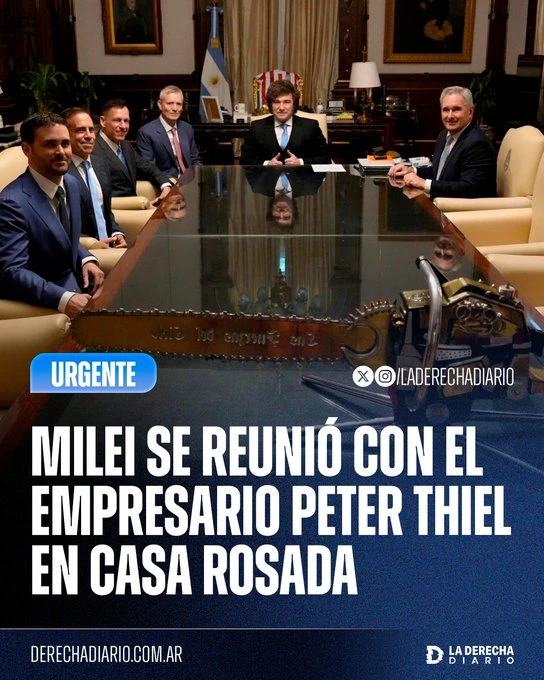 Javier Milei in a meeting with Peter Thiel