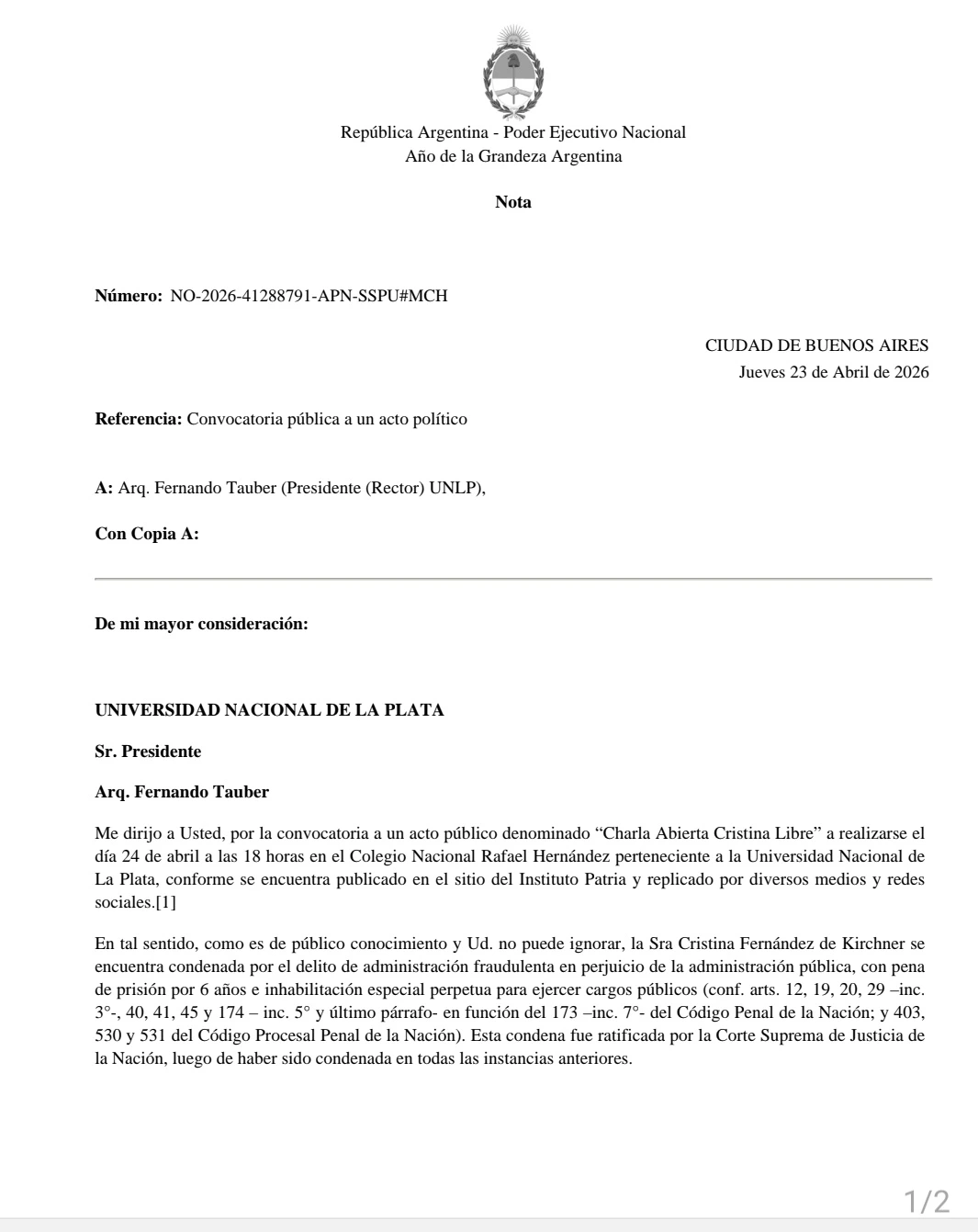 Fragmento del comunicado firmado por Alejandro Álvarez.