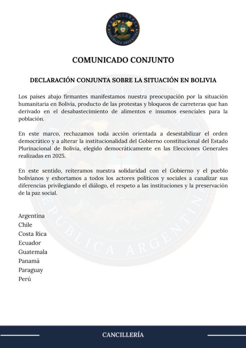 El comunicado conjunto contra los intentos golpistas.